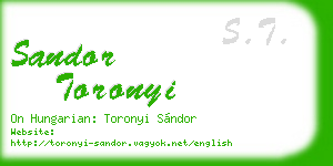 sandor toronyi business card